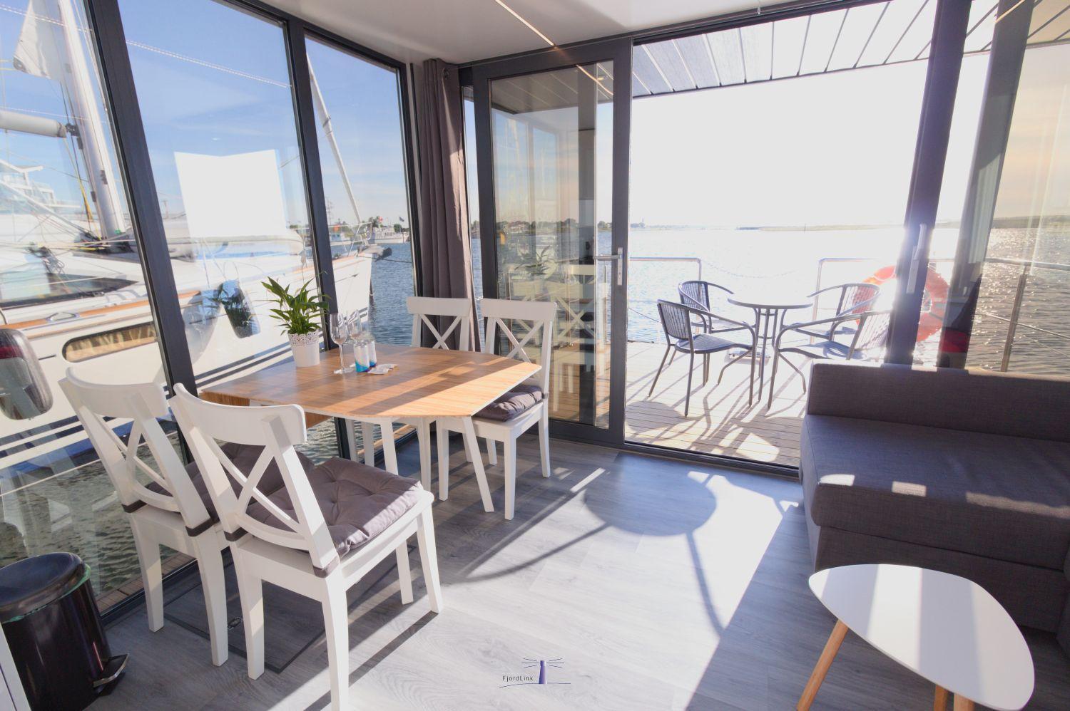 Hausboot Fjord Lacerta Mit Dachterrasse In Wendtorf Bagian luar foto